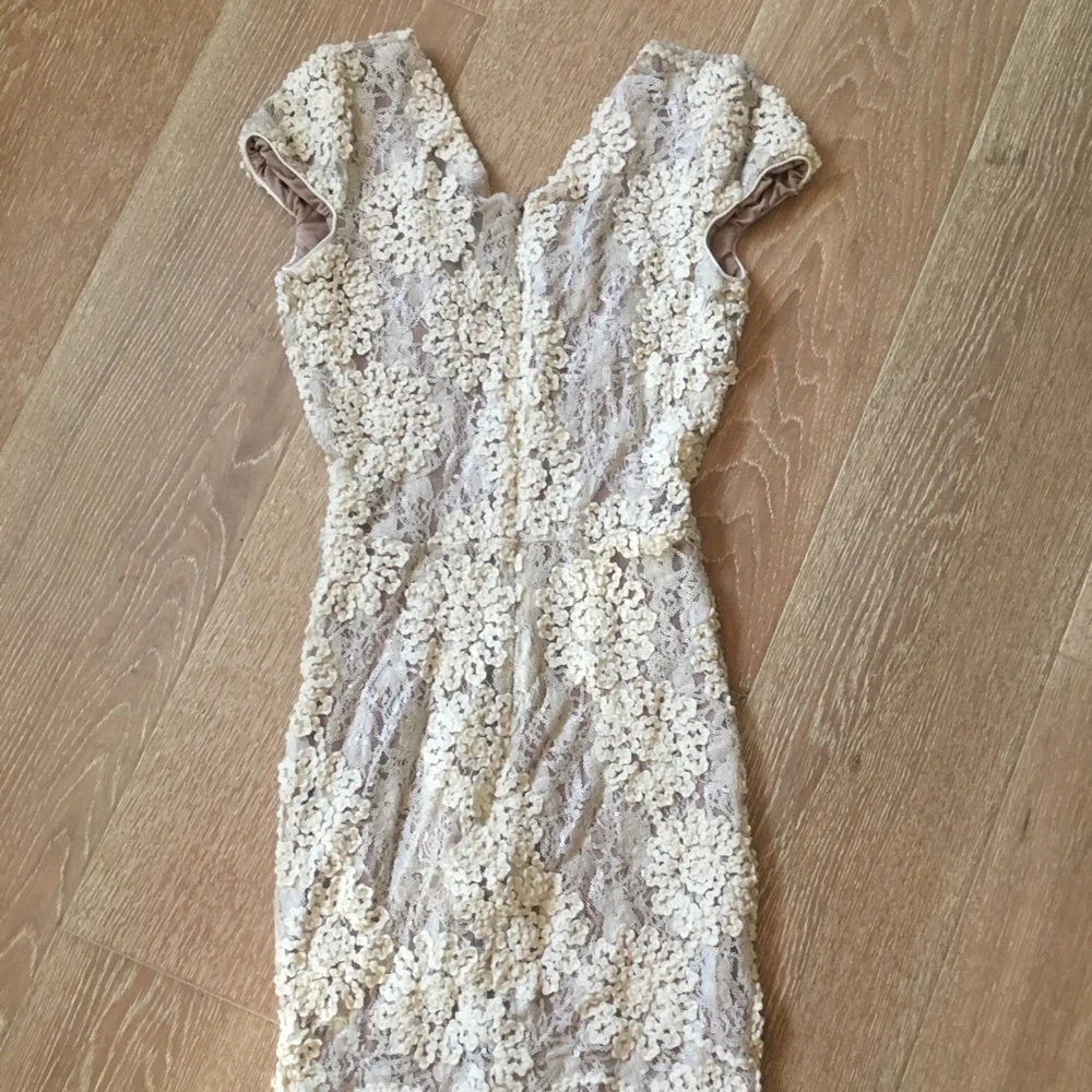 Zoe Cream Ivory Flower Bride Embellished Dress S Mini Bodycon Bridal